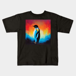 Colourful Penguin Oil Painting Kids T-Shirt